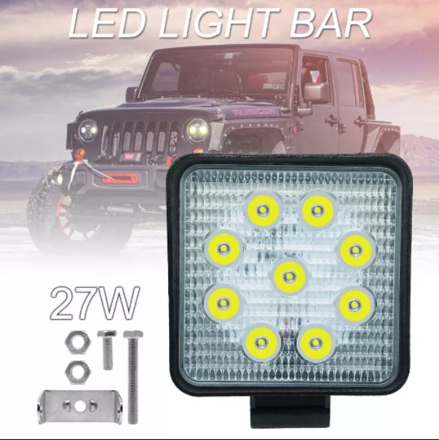 12v-24v-27w-led-lighting-bar-กลม-เหลี่ยม-ไฟติดมอเตอร์ไซค์-รถยนต์ทุกชนิด