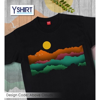 เสื้อคู่ - YSHIRT เหนือเมฆออกแบบกราฟิกเสื้อยืดพิมพ์เสื้อยืดสีดํา