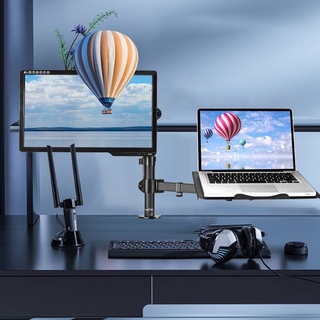 ขาตั้งแล็ปท็อป Monitor Desktop Universal ชั้นวางของแบบผสมผสานแบบยกได้ ขายึดสูงแบบหมุนได้ เหมาะสำหรับ