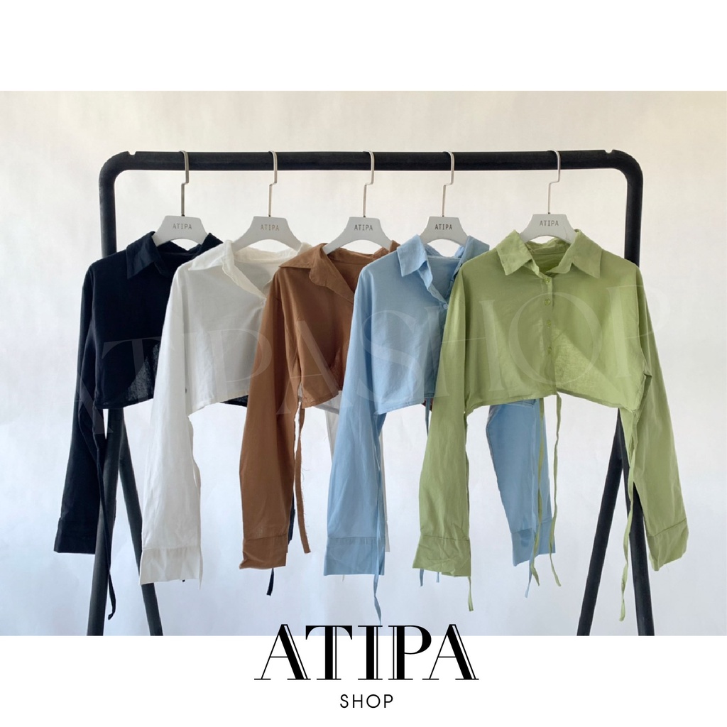 atipashop-kira-shirt-เสื้อเชิ๊ต-แขนยาว-ทรงครอปสั้น-ผ้าด้านหลัง-คิ้วมากรุ่นนี้