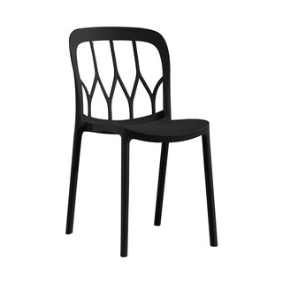 โต๊ะ เก้าอี้ เก้าอี้พลาสติก SPRING TULIP สีดำ เฟอร์นิเจอร์นอกบ้าน สวน อุปกรณ์ตกแต่ง PLASTIC CHAIR SPRING TULIP BLACK
