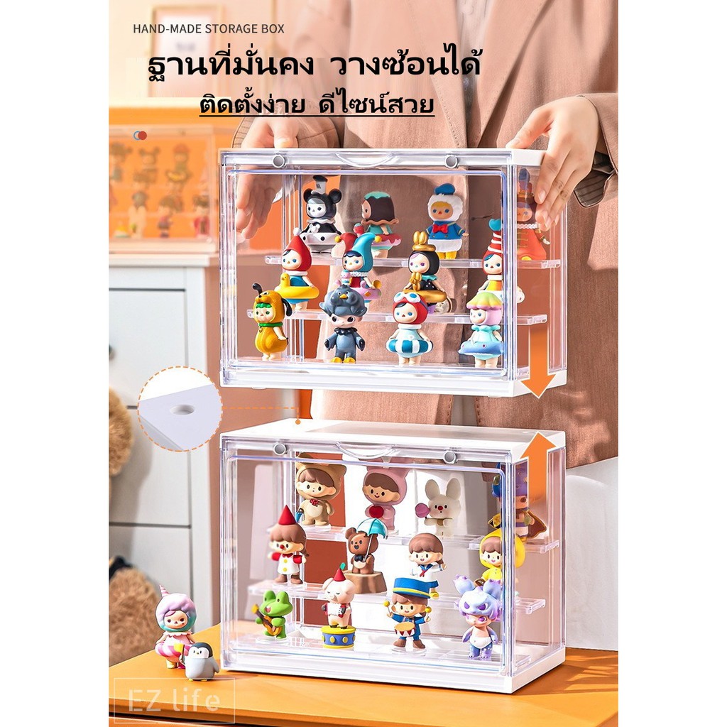 รูปภาพสินค้าแรกของEZ กล่องฟิกเกอร์ ตู้โมเดล กระเป๋า ตู้โชว์ตุ๊กตา ญี่ปุ่น 3 ชั้น ของสะสม Mini figure Toy Model Magnet Display Shelf Box
