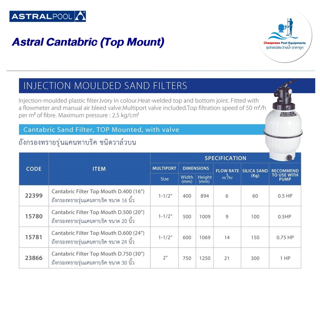 ถังกรองสระว่ายน้ำ-astral-cantabric-top-mount-ถังกรองทราย