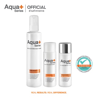 [AQUA11 ลด 130.-] AquaPlus Skin Soothing Milky Wash 175 ml. & Cleansing Water 50 ml. & Purifying Toner 50 ml.