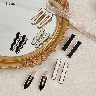 Flyup กิ๊บติดผมโลหะ ทรงเรขาคณิต ลายหมากรุก สีดํา สีขาว สําหรับผู้หญิง 2 4 ชิ้น