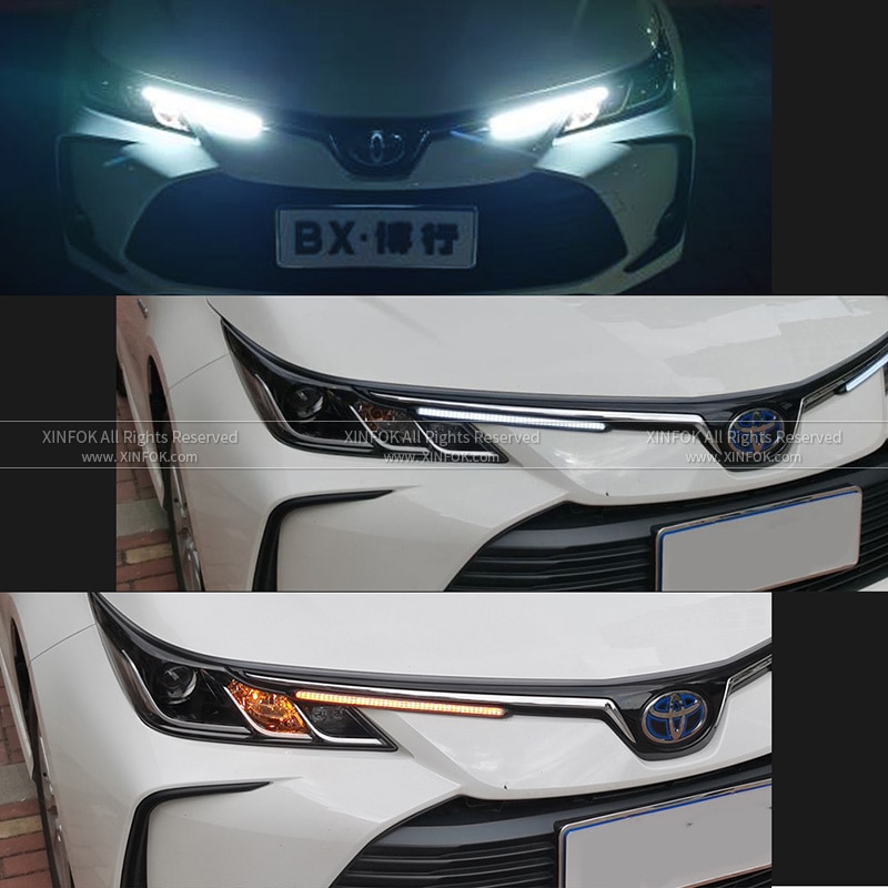 แถบไฟหน้า-led-drl-กันน้ํา-แบบสากล-สําหรับรถยนต์-2-ชิ้น