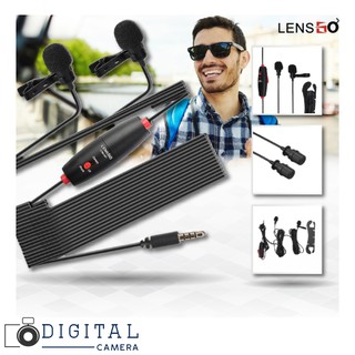 LENSGO LYM-DM1 Double 2 in 1 Mini Lavalier Microphone For Camera/Smartphone ไมค์หนีบปกเสื้อ