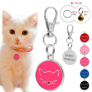 Personalized Dog Cat Cute Face ID Tags Disc Pet ID Name Collar Tag Engraved S L
