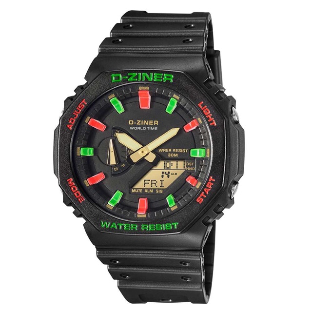 นาฬิกาข้อมือผู้ชายd-ziner-ระบบquartz-hybrid-analog-digital-d-ziner-ทรงกลม40มม-กันน้ำwater-resistance2atm-พร้อมกล่อง
