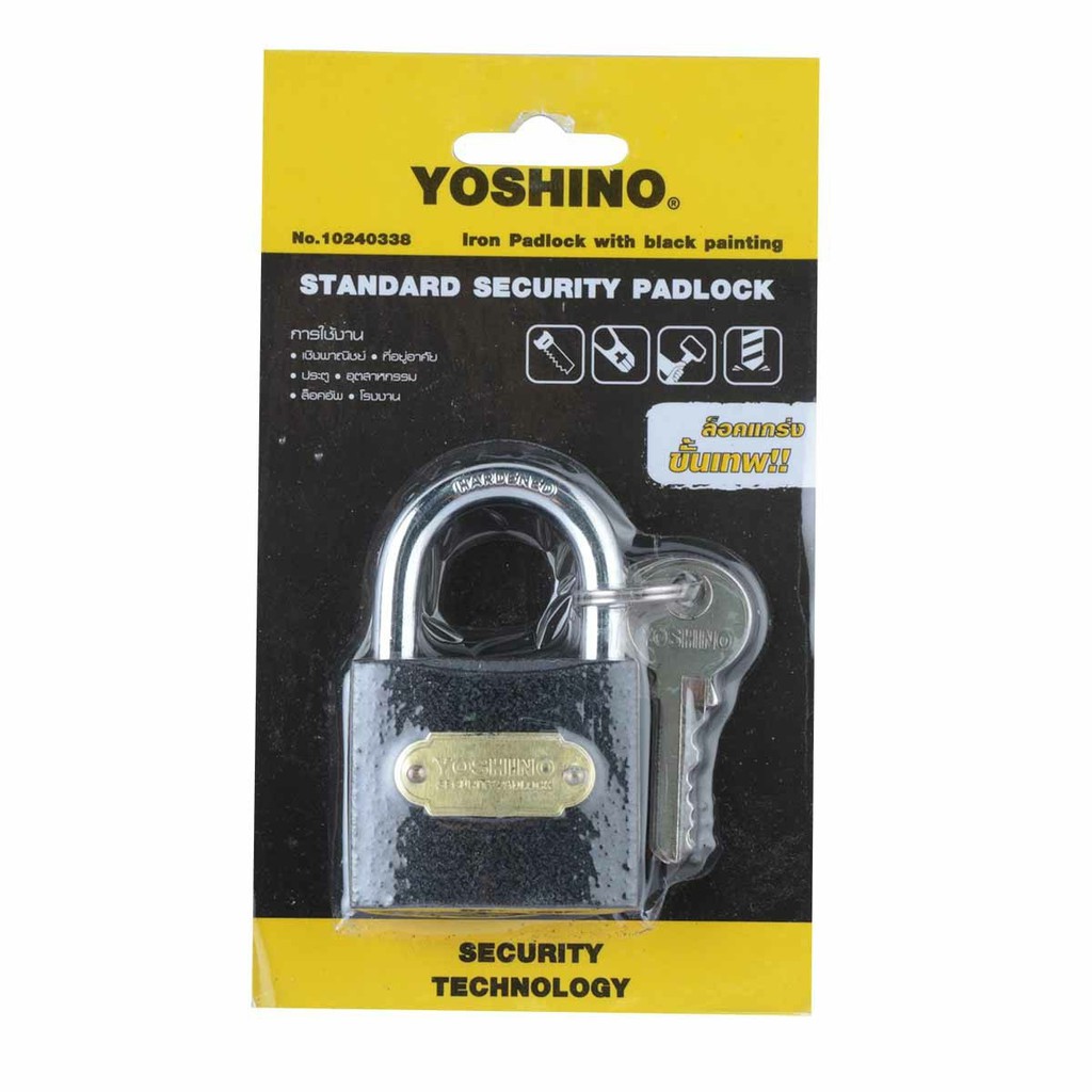 yoshino-กุญแจคอสั้น-50-มม-รุ่น-yn-50-สีดำ-วัสดุทำจากเหล็กคุณภาพดี-ไม่เป็นสนิม-ที่คล้องทำจากเหล็กกล้าชุบ-มีความแข็งแรง-ท