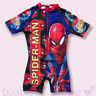 ชุดว่ายน้ำเด็กผู้ชาย แบบ บอดี้สูท แขนสั้นขาสั้น งานลิขสิทธิ์แท้ ลาย สไปเดอร์แมน Spider-man มีหมวก Spiderman 5-12 ขวบ