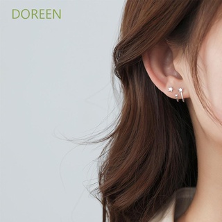 สินค้า Doreen ต่างหูสตั๊ด รูปดาว สองชั้น แฮนด์เมด หรูหรา ป้องกันอาการแพ้ หลากสี สําหรับผู้หญิง
