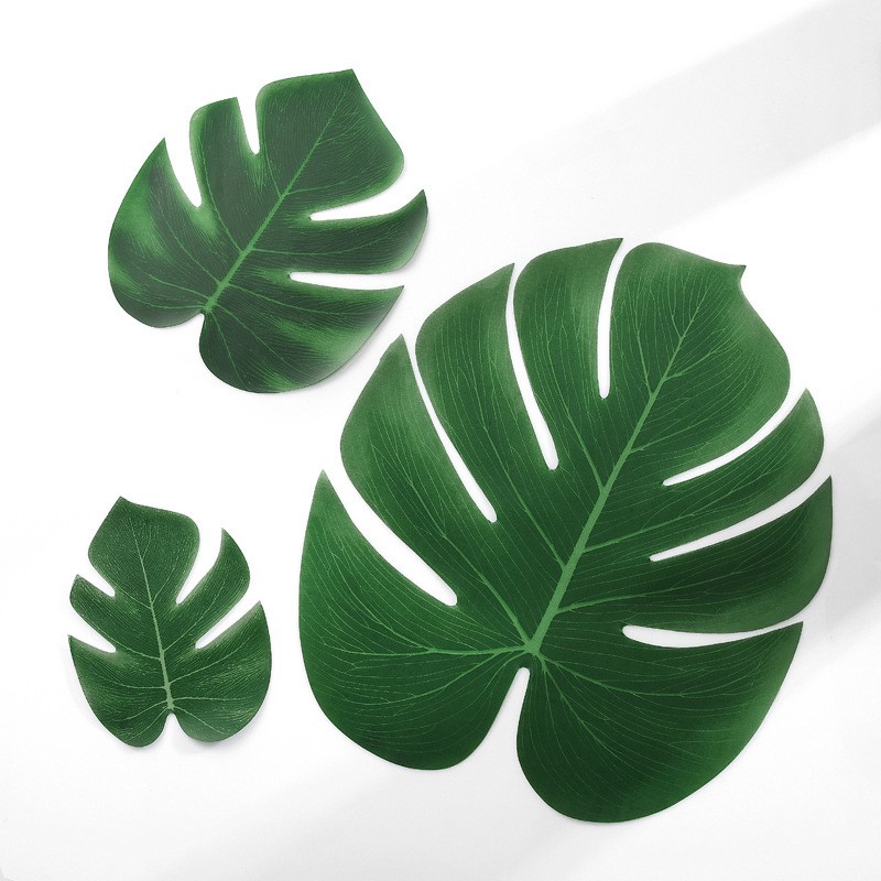 2ชิ้น-monstera-ใบไม้ประดิษฐ์สีเขียวสําหรับตกแต่งบ้านออฟฟิศ