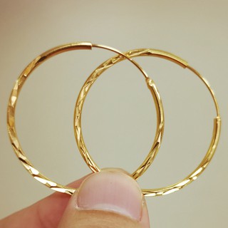 อุปกรณ์เสริมยอดนิยม 18K ต่างหูทองคำขนาด 1.4 นิ้วแหวนรูปทรงเรขาคณิตเว้า - นูนของผู้หญิงต่างหูประกวดความงาม de2-4555