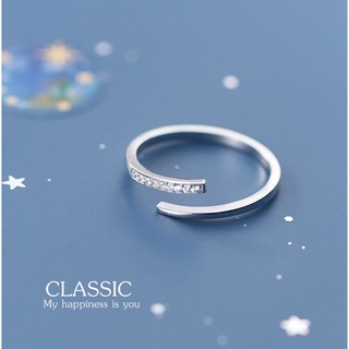 s925 Classic ring แหวนเงินแท้ ใส่สบาย เป็นมิตรกับผิว สามารถปรับขนาดได้