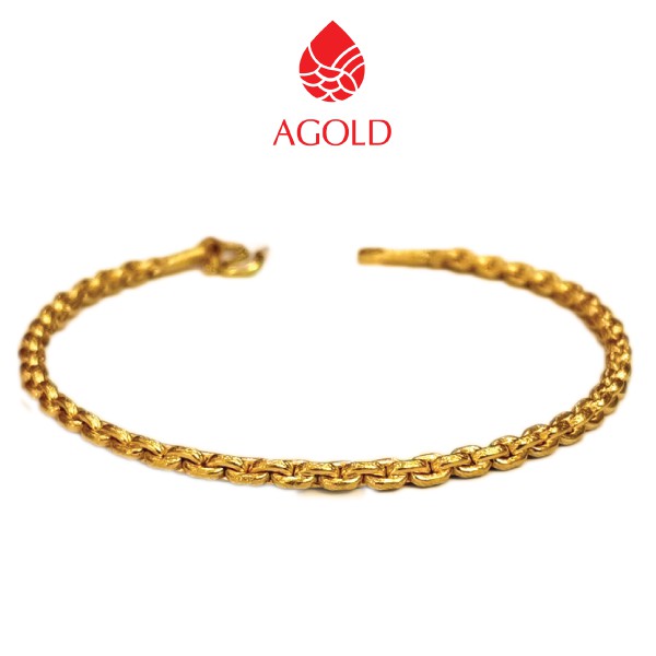 ภาพหน้าปกสินค้าAGOLD สร้อยข้อมือทอง ครึ่งสลึง (1.89 กรัม) ทองคำแท้ 96.5 ลายโซ่คละแบบ ยาว 16.5 ซม.