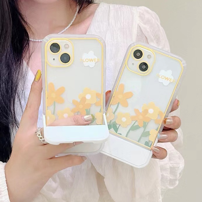 เคสโทรศัพท์มือถือแบบนิ่ม-ใส-กันกระแทก-กันรอยกล้อง-ลายดอกไม้-พร้อมที่ตั้งวาง-พับได้-แฟชั่น-สําหรับ-iphone-11-13-12-pro-max-xs-xr-x-7-8-6-6s-plus-se-2020