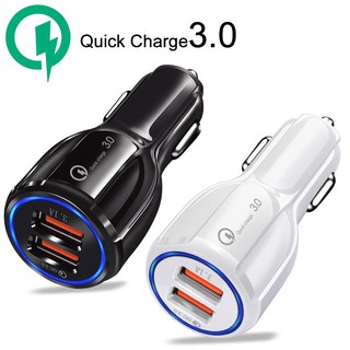 QC3.0 อุปกรณ์ชาร์จไฟ  Dual 2 USB Port 36W สำหรับติดในรถยนต์