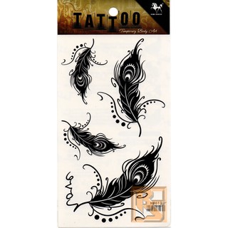 Tattoo Fashion ลาย ขนนก Feather ขนนกยูง Peacock Feathers แท็ททู สติกเกอร์ HM613