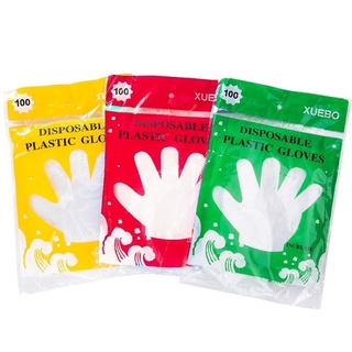 สินค้า ถุงมือพลาสติก 100 ชิ้น ถุงมือเอนกประสงค์ ถุงมือใช้แล้วทิ้ง ถุงมือหยิบจับสิ่งของช่วยป้องกันโควิด