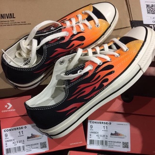 พร้อมส่ง ไม่ต้องรอพรีออเดอร์! รองเท้าผ้าใบ Converse ลายไฟ Converse All Star 70 Archive Print Flame – Black