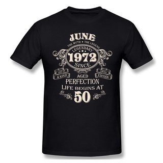 เสื้อยืดคอกลม แขนสั้น ผ้าฝ้าย พิมพ์ลาย Born In June 1972 50 Years Legends สําหรับผู้ชาย
