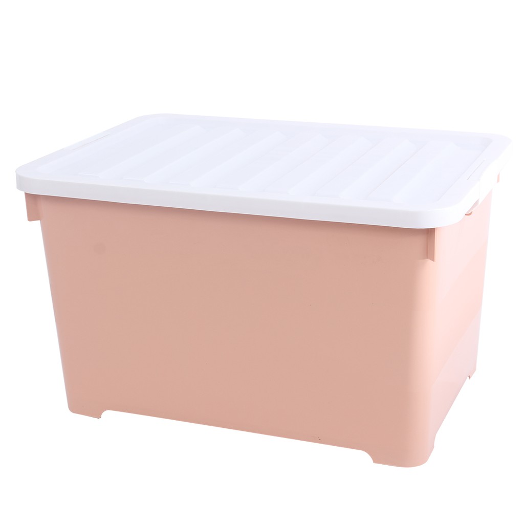 dohome-กล่องพลาสติกมีล้อ-ความจุ-85-ลิตร-รุ่น-p2683-สีส้มฝาสีขาว-bai