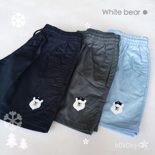 【VAร้านแฟชั่น】Basic shorts กางเกงขาสั้นเอวยางยืด - White bearใหม่