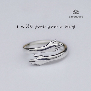 Creative Love Hug Silver Color Ring Fashion Lady Open Ring Jewelry Gifts for Lovers