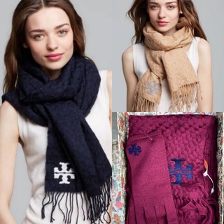 🎀 (สด-ผ่อน) ผ้าพันคอ พร้อมถุงมือ 8032 Tory Burch Wool Plain Logo Knit &amp; Fur Scarves