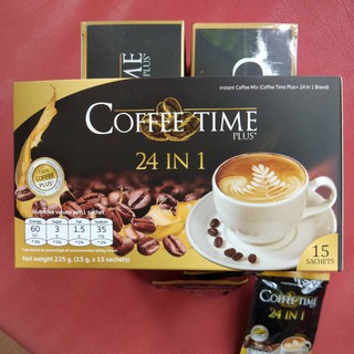 Coffee Time Plus+ คอฟฟี่ไทม์ พลัส 24 in 1 (15 กล่องแถม 1 กล่อง) กาแฟปรุงสำเร็จ 24 ชนิด พรีเมียม หอมเข้มเต็มอารมณ์