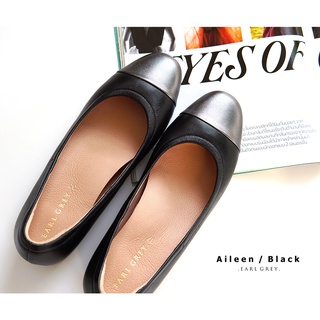 EARL GREY รองเท้าหนังแกะแท้ หนังนิ่ม พื้นนุ่ม มีซัพพอร์ต รุ่น Aileen series in Black