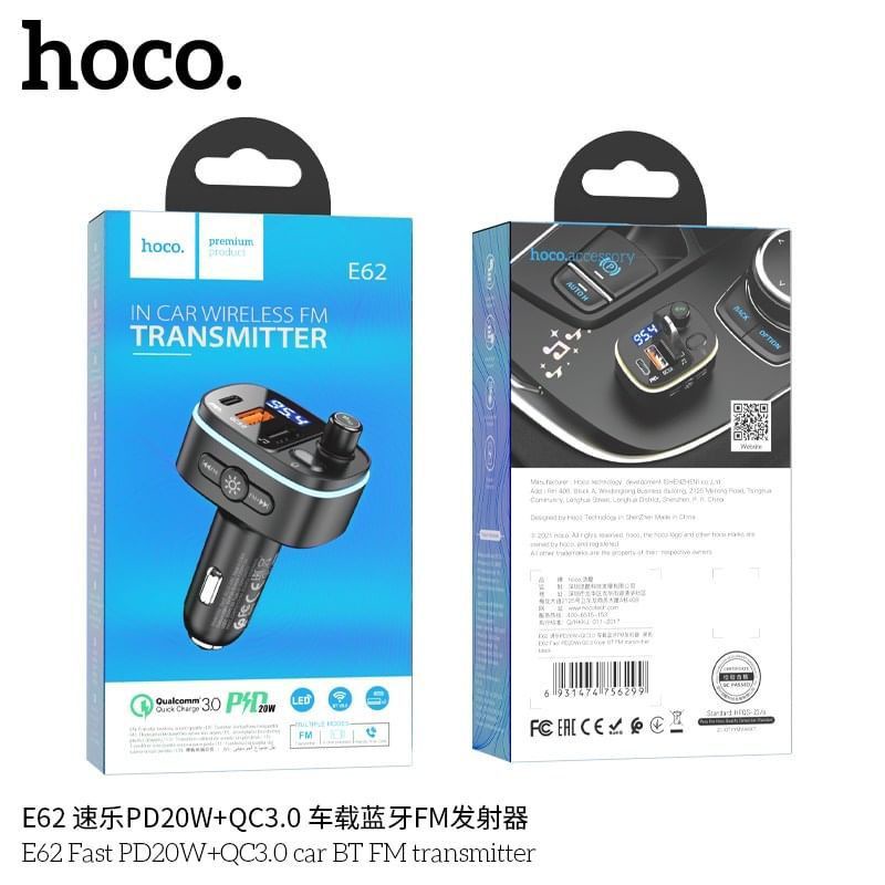 ของแท้-100-บลูทู-ธ-ในรถยนต์-hoco-e62-bluetooth5-0-car-kit-fm-transmitter