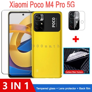 3-in-1 ฟิล์มกระจกนิรภัย ป้องกันหน้าจอ สำหรับ Xiaomi Poco M4 Pro 5G Xiaomi Poco M3 X3 NFC F2 M2 X2 Pro GT Redmi Note 10 9 9s Pro Max 5g