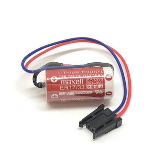 Maxell ER17/33 ER 17/33 3.6V 1600Mah PLCควบคุมอุตสาหกรรมแบตเตอรี่ลิเธียมThionylคลอไรด์แบตเตอรี่แบตเตอรี่พร้อมปลั๊กสีดำ