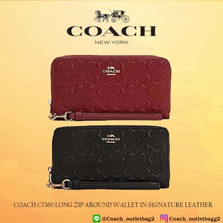 COACH C7360 LONG ZIP AROUND WALLET IN SIGNATURE LEATHER