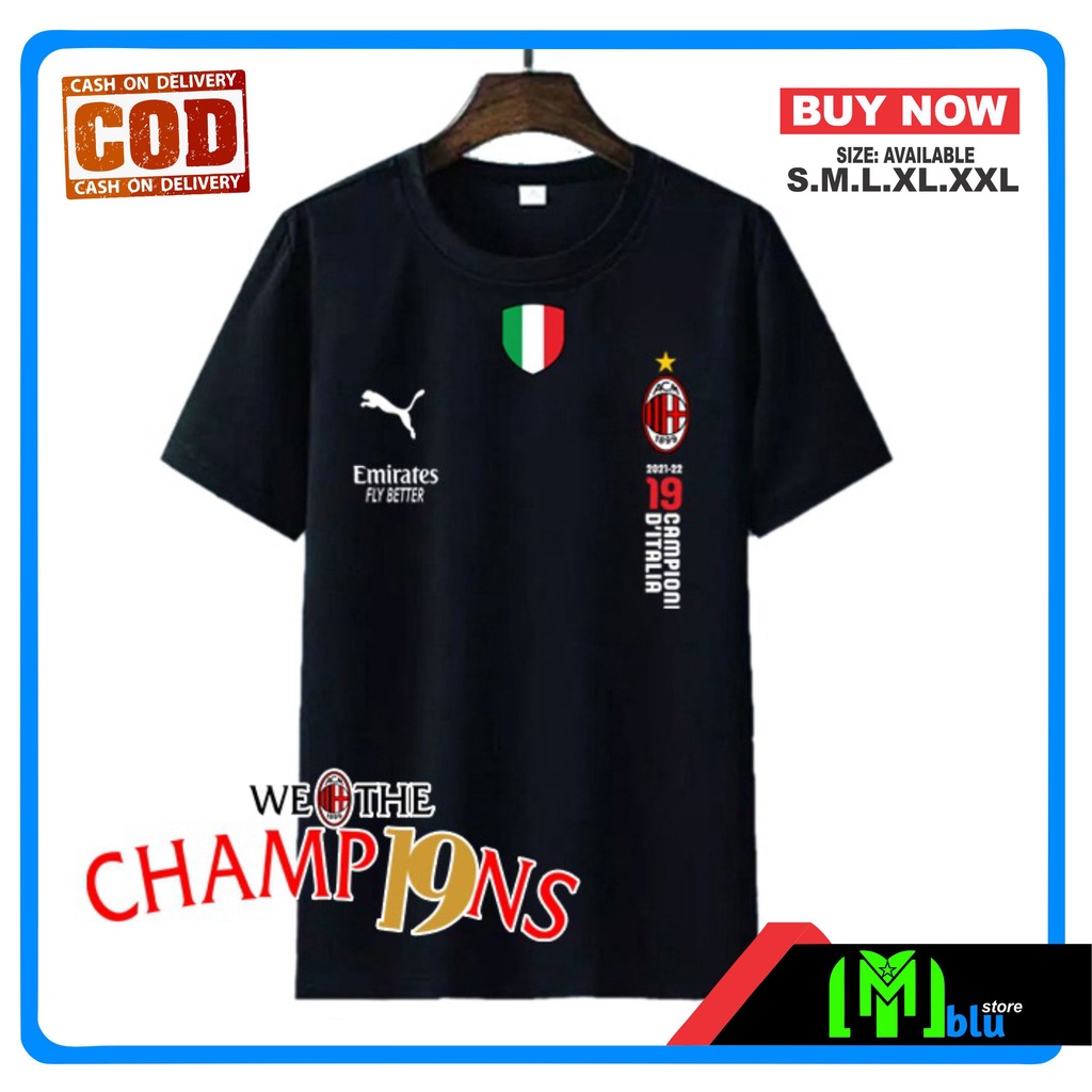 เสื้อยืด-ac-milan-t-shirt-champions-scudetto-campioni-d-italia-2022