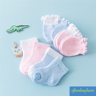 ภาพหน้าปกสินค้าOH 4คู่ถุงเท้าทารกแรกเกิดถุงมือเด็ก0-6เดือนป้องกันรอยขีดข่วนระบายอากาศยืดหยุ่นถุงเท้าผ้าฝ้าย ซึ่งคุณอาจชอบราคาและรีวิวของสินค้านี้