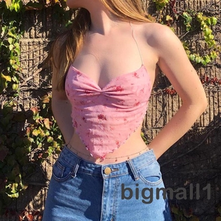 Bigmall - เสื้อสายเดี่ยว ลายดอกไม้ สําหรับผู้หญิง