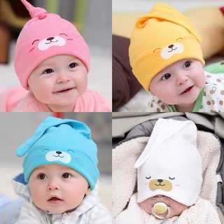 สินค้า หมวกหูกระต่ายพิมพ์ลายการ์ตูนน่ารัก สไตล์เกาหลี ผ้าคุณภาพดี นุ่มใส่สบาย เหมาะสำหรับเด็กทารกใส่นอน