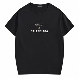 ราคาต่ำสุดเสื้อยืดแขนสั้น ผ้าฝ้าย พิมพ์ลาย Balencia Gucc แฟชั่นสําหรับผู้ชาย และผู้หญิงS-3XL