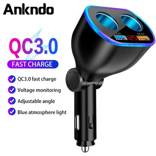 Ankndo อะแดปเตอร์ชาร์จ USB QC3.0 ที่จุดบุหรี่ในรถยนต์ สําหรับ Samsung โทรศัพท์มือถือทุกรุ่น GPS Dash Cam