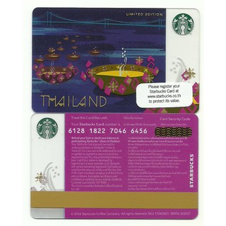 * หายากมาก * บัตรใหม่ มูลค่า 100 บาท 2016 Starbucks Thailand Card เทศกาลลอยกระทง รุ่นสอง