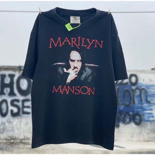 เสื้อยืดแขนสั้นลําลอง คอกลม ทรงหลวม ลาย Marilyn Manson สไตล์วินเทจ