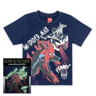 Marvel Boy Glow In The Dark Spider-Man T-Shirt - เสื้อยืดเด็กมาร์เวล เทคนิคเรืองแสงในที่มืดลายสไปเดอร์แมน  สินค้าลิขสิทธ