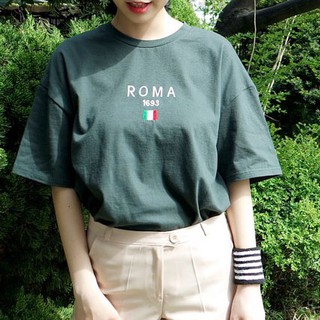 เสื้อยืดเกาหลี สีขาว/เทา/เขียว I ROMA
