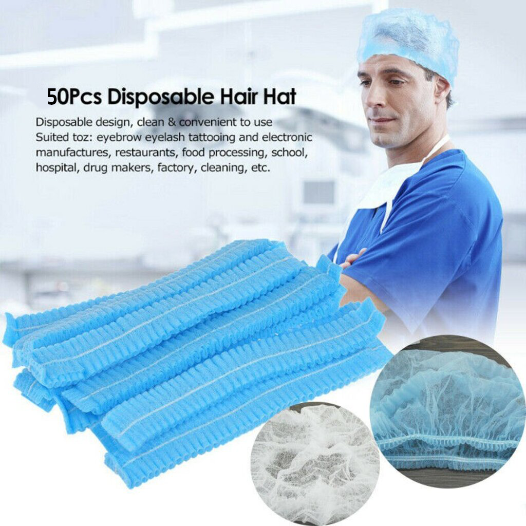 หมวกตัวหนอน-หมวกคลุมผม-50-ชิ้น-ตรา-นางพยาบาล-nurse-bouffant-cap-50-pcs