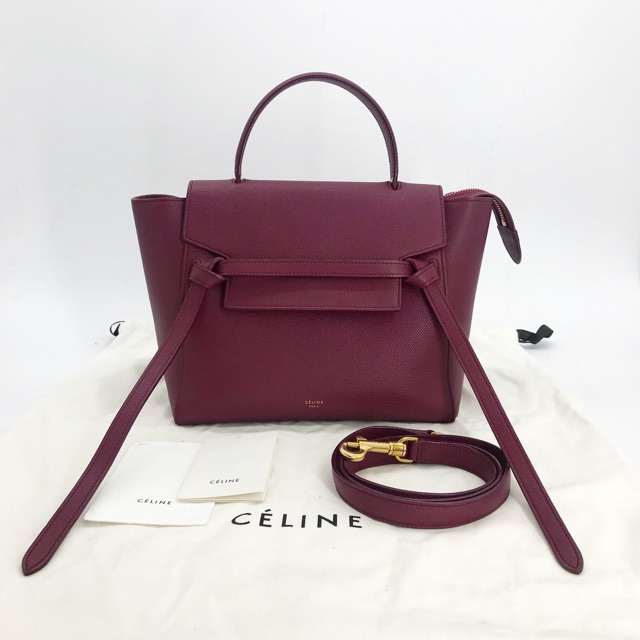 Celine micro deals belt bag burgundy