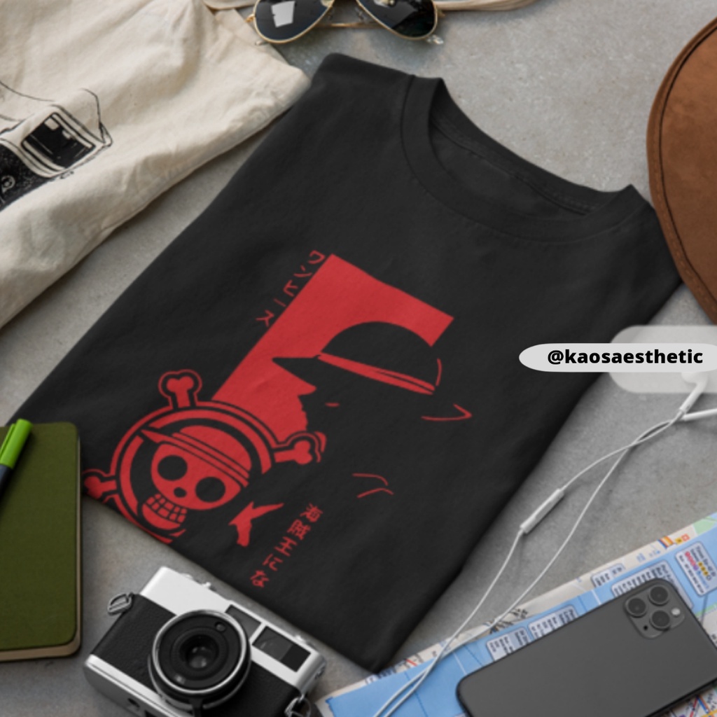 เสื้อยืดแขนสั้น-พิมพ์ลายการ์ตูนอนิเมะ-one-piece-luffy-red-30s-สีดํา-ของแท้-100-สําหรับผู้ชาย-และผู้หญิง