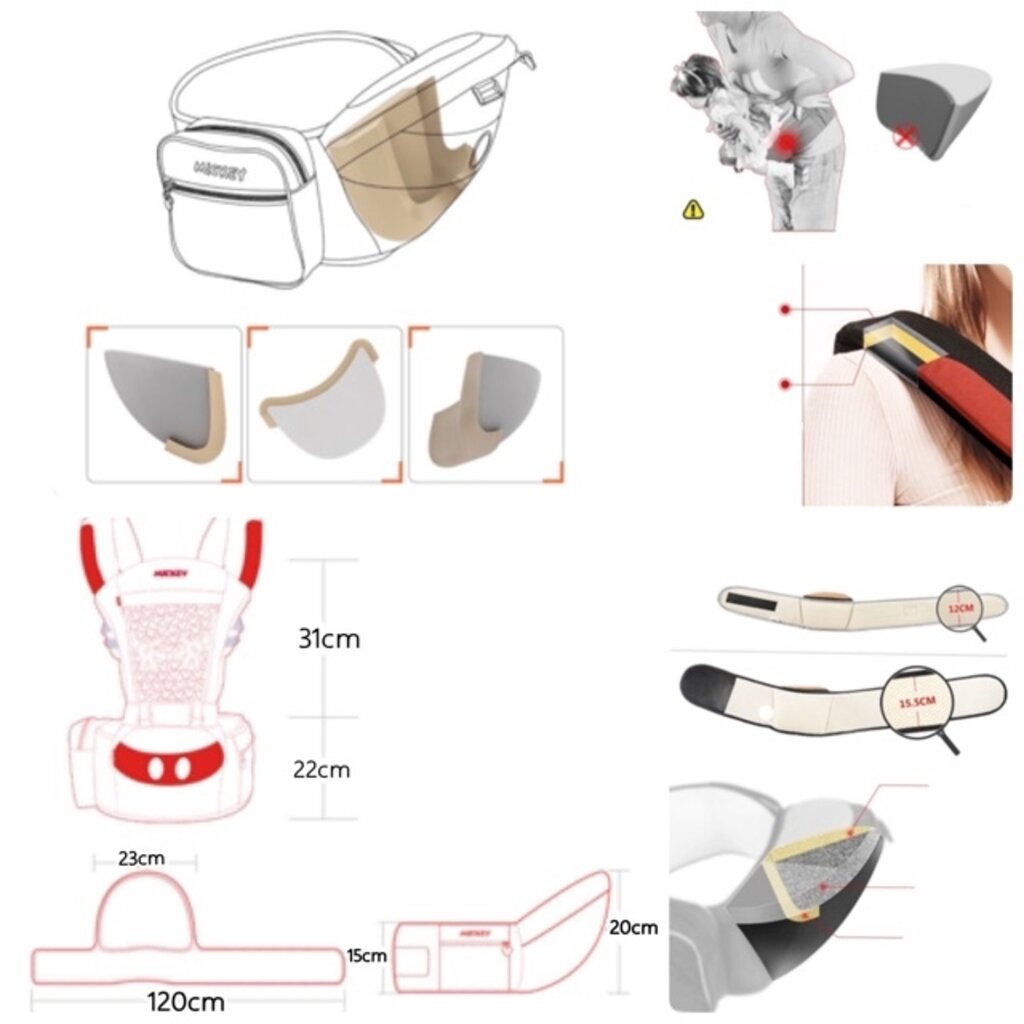 ภาพสินค้าพร้อมส่งในไทย เป้อุ้มเด็ก เป้อุ้ม ที่อุ้มเด็ก Hip seat Mickey Minnie มิกกี้ มินนี่ pooh จากร้าน babykidskit บน Shopee ภาพที่ 7
